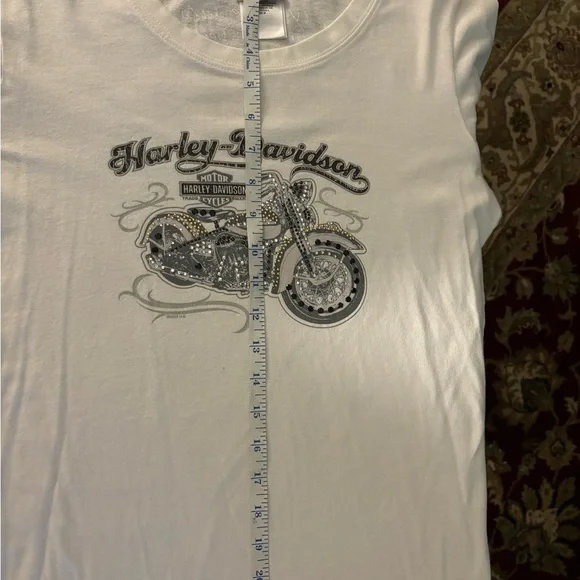Y2K Harley Davidson Women's M Rhinestone Graphic Long Sleeve Tee Shirt Bling - Picture 8 of 8
